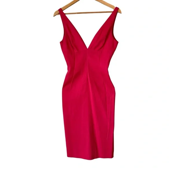 Vintage D&G Dolce & Gabbana Pink Cocktail Sleeveless Deep Plunge Dress, Size 4 - Picture 3 of 16